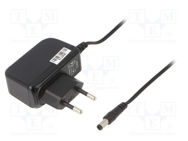 Power supply: switched-mode; 12VDC; 1A; Out: 5,5/2,5; 12W; Plug: EU
