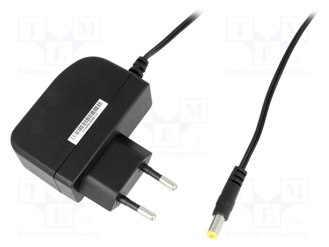 Power supply: switched-mode; 12VDC; 0.5A; Out: 5,5/2,1; 6W; Plug: EU