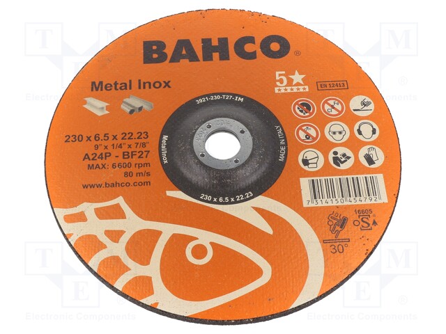 Grinding wheel; Ø: 230mm; Øhole: 22.23mm; Disc thick: 6.5mm