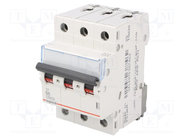 Circuit breaker; 400VAC; Inom: 6A; Poles: 3; DIN; Charact: B; 6kA