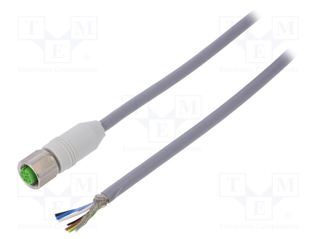 Connection lead; M12; PIN: 5; straight; 5m; plug; 60VAC; -25÷80°C