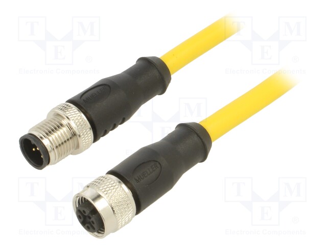 Connection lead; M12; PIN: 5; 10m; plug; 250VAC; 4A; PVC; IP68; 250VDC