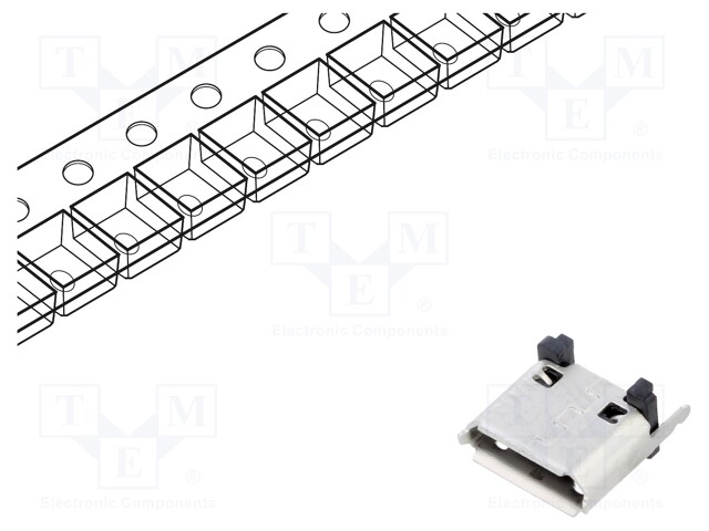 Socket; USB B micro; SMT; PIN: 5; vertical; USB 2.0; 1.8A