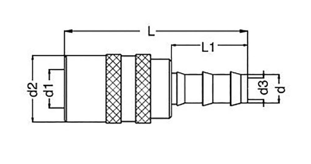 Quick connection coupling; straight,with valve; 10bar; Seal: FPM