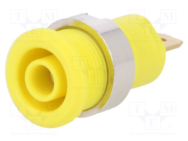 Socket; 4mm banana; 24A; 1kV; Cutout: Ø12.2mm; yellow; screw