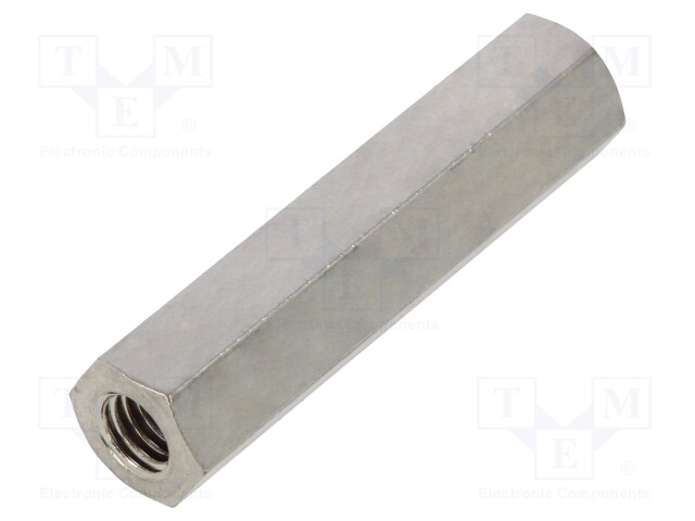 Screwed spacer sleeve; Int.thread: M5; 35mm; hexagonal; brass