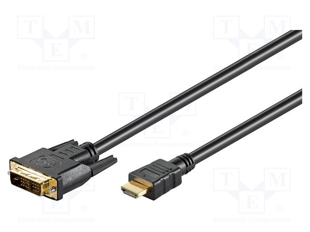 Cable; HDMI 1.4; DVI-D (18+1) plug,HDMI plug; 5m; black