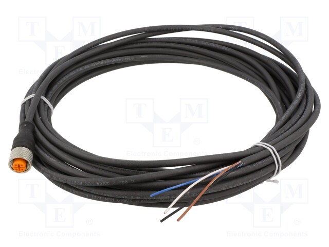 Connection lead; M12; PIN: 4; straight; 10m; plug; 230VAC; 4A; IP67