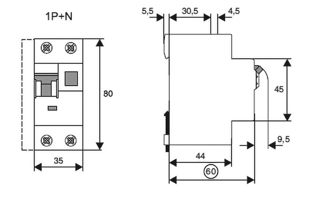 RCBO breaker; Inom: 40A; Ires: 300mA; Max surge current: 250A; 230V