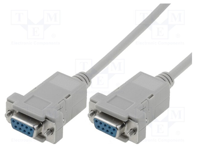 Cable; D-Sub 9pin socket,both sides; 3m; grey