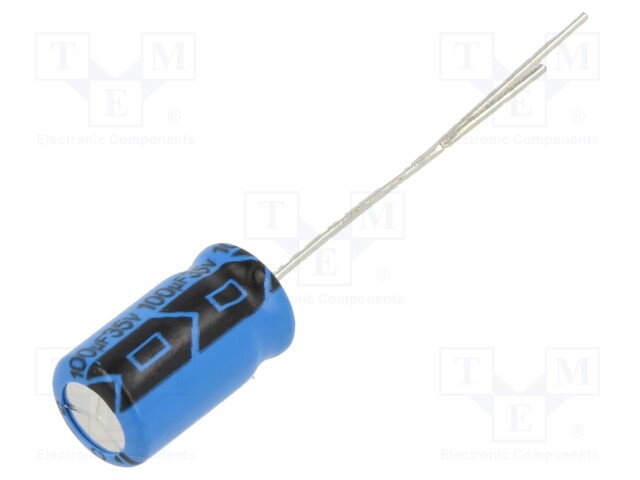 Capacitor: electrolytic; THT; 100uF; 35VDC; Pitch: 2.5mm; ±20%