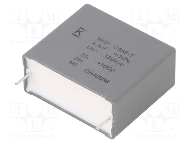 AC Film Capacitor, 2.2 µF, 310 VAC, Metallized PP, ± 10%, C4AF Series, Radial Box