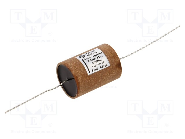 Capacitor: aluminum-polypropylene-paper; 0.33uF; 600VDC; ±5%