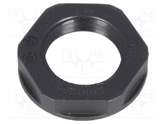 Nut; PG9; polyamide; UL94V-2; 22mm; black; -20÷100°C; Thread: PG