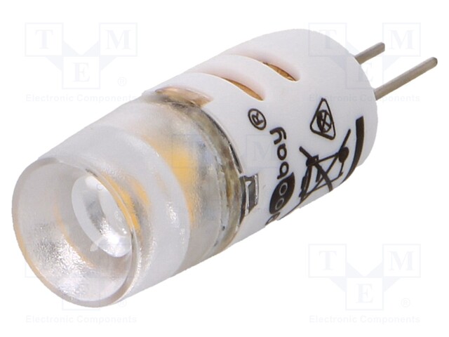 LED lamp; warm white; G4; 12VDC; 12VAC; 90lm; 1.2W; 300°; 2700K