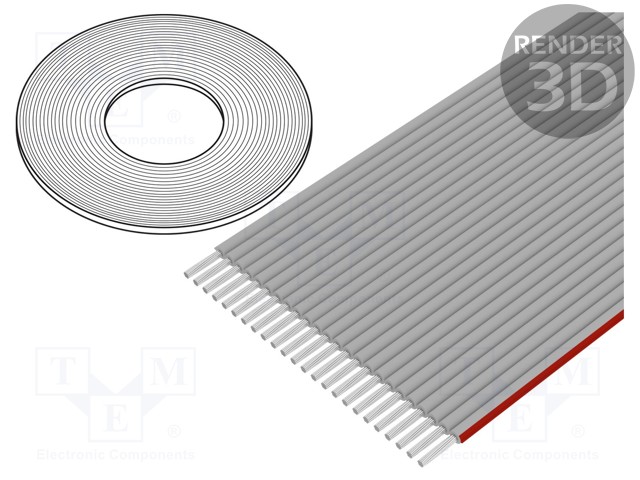 Wire: ribbon; 1mm; stranded; Cu; 24x28AWG; unshielded; PVC; grey