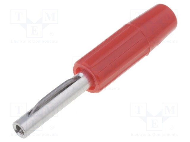 Plug; 4mm banana; 10A; 60VDC; red; 10mΩ; 1.5mm2; Contacts: brass