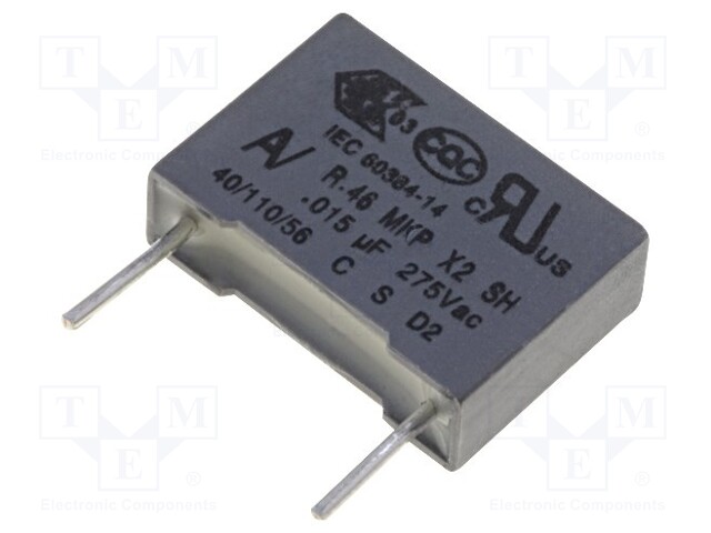 Capacitor: polypropylene; X2; 15nF; 10mm; ±10%; 13x4x9mm; -40÷110°C