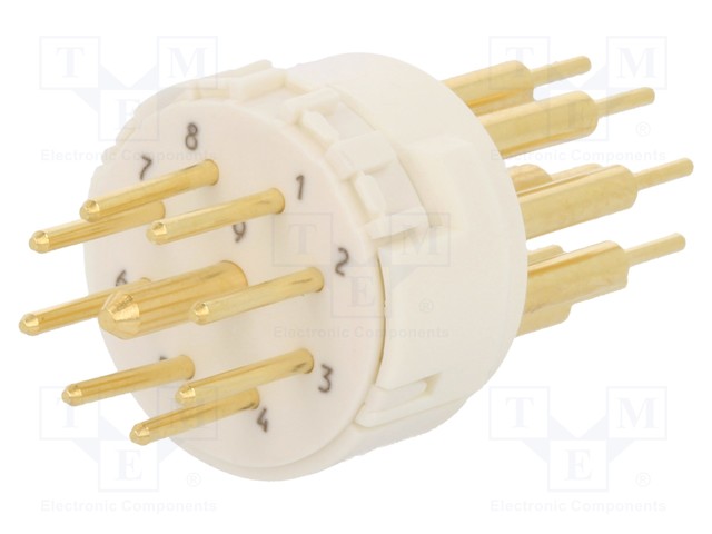 Connector: M23; PIN: 9(1+8); male; THT; 200V; Inom 1: 20A; Inom 2: 8A