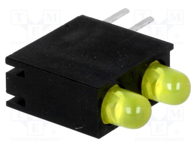 LED; in housing; yellow; 3mm; No.of diodes: 2; 20mA; 40°; 2.1÷2.5V