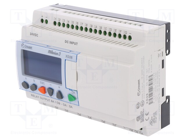 Programmable relay; IN: 16; Anal.in: 6; OUT: 10; OUT 1: relay; 24VDC