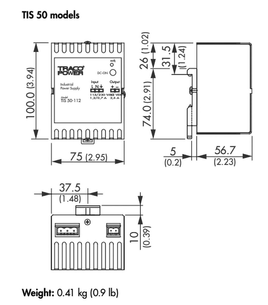 Power supply: switched-mode; 50W; 24VDC; 24÷28VDC; 2A; 93÷264VAC