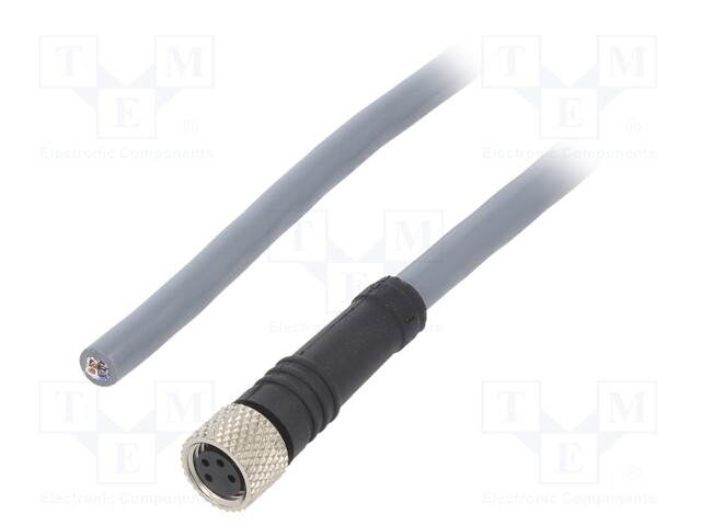 Connection lead; M8; PIN: 4; straight; 5m; plug; -25÷80°C; IP67