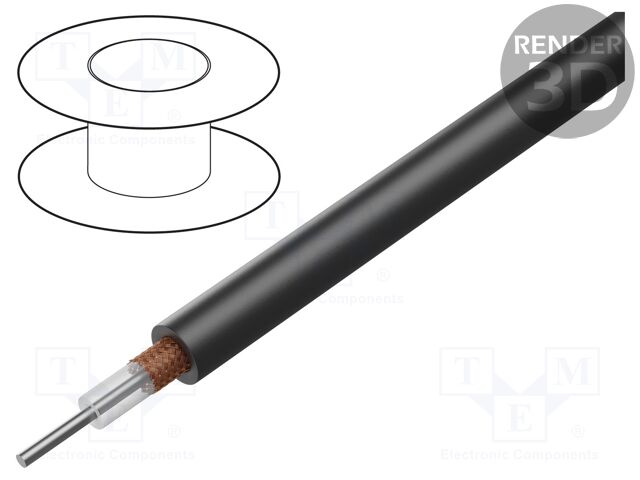 Wire: coaxial; RG62A/U; wire; CCS; PVC; black; 6.15mm