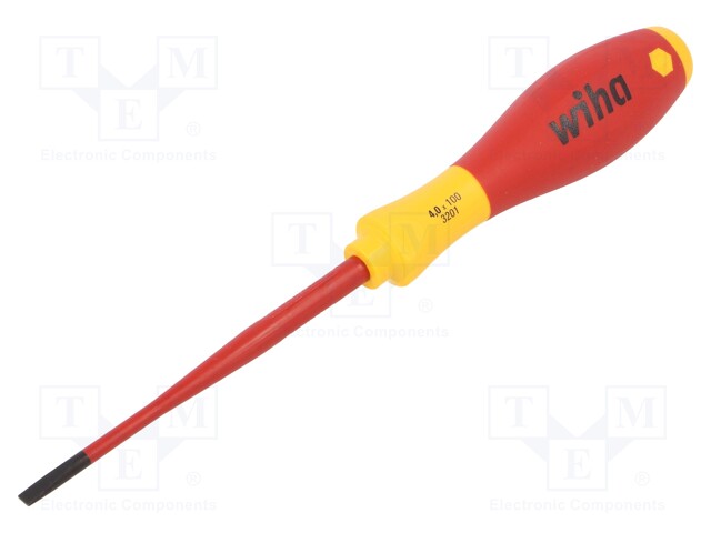 Screwdriver; insulated,slim; slot; 4,0x0,8mm; Blade length: 100mm