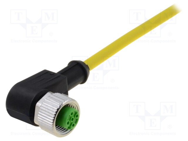 Connection lead; M12; PIN: 3; angled; 10m; plug; 250VAC; 4A; -25÷85°C