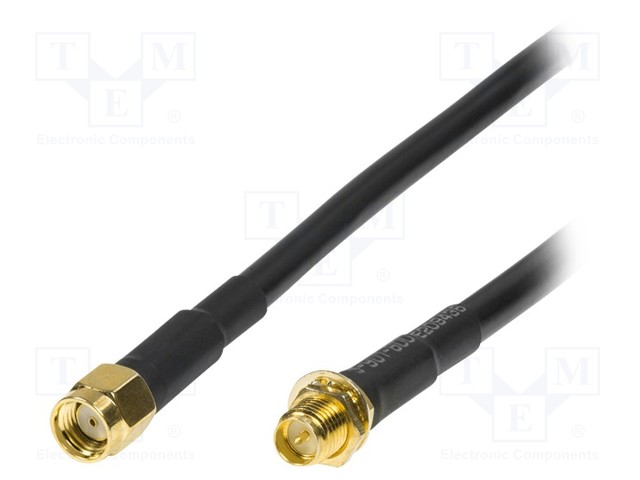 Cable; 50Ω; 5m; SMA socket,SMA plug,reverse; shielded; black