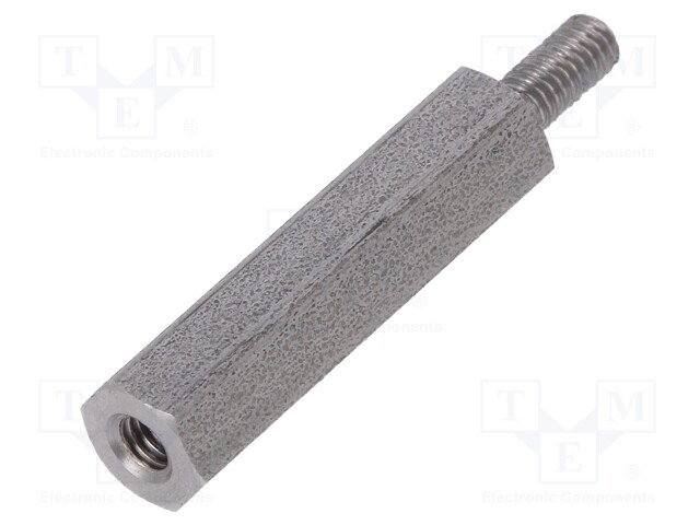 Screwed spacer sleeve; Int.thread: M2,5; 20mm; Ext.thread: M2,5