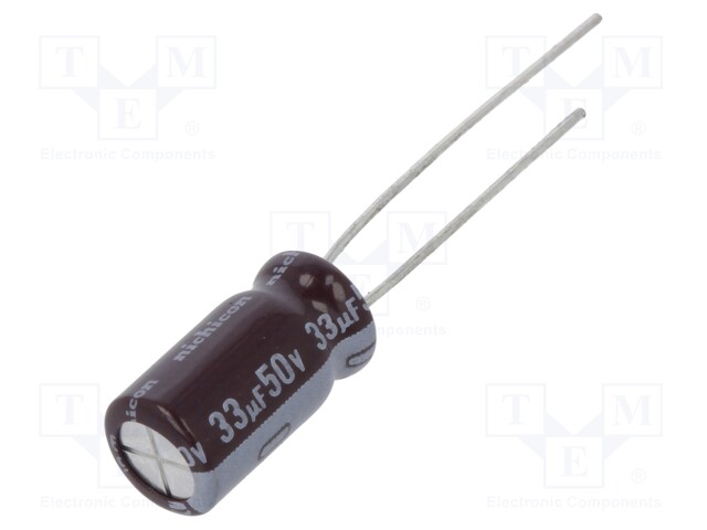 Capacitor: electrolytic; low impedance; THT; 33uF; 50VDC; ±20%