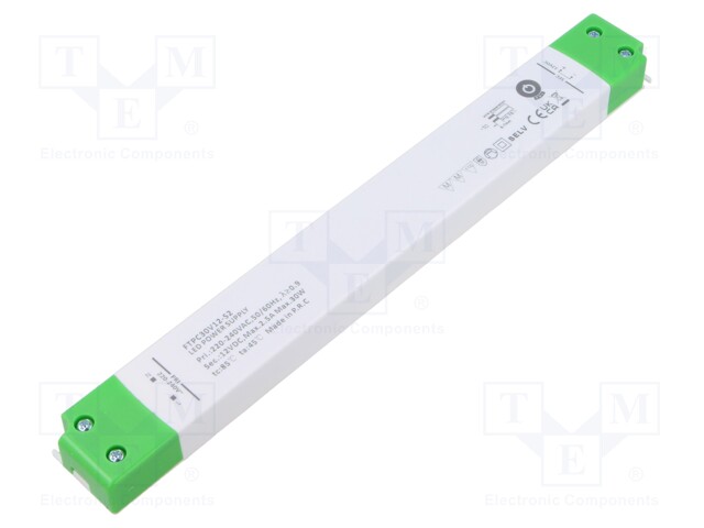 Power supply: switching; LED; 30W; 12VDC; 2.5A; 220÷240VAC; FTPC-S2