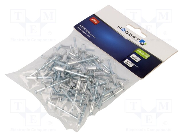 Rivet; aluminium; Rivet diam: 4.8mm; L.rivet: 10mm; 50pcs.