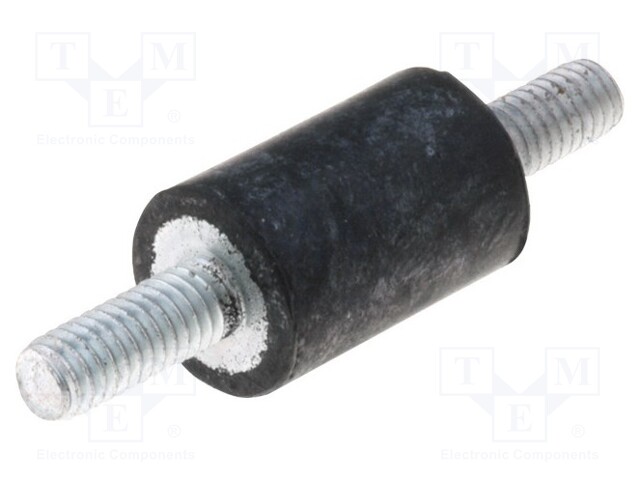 Vibration damper; M4; Ø: 10mm; rubber; L: 15mm; Thread len: 10mm