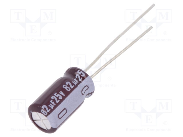 Capacitor: electrolytic; low impedance; THT; 82uF; 25VDC; ±20%