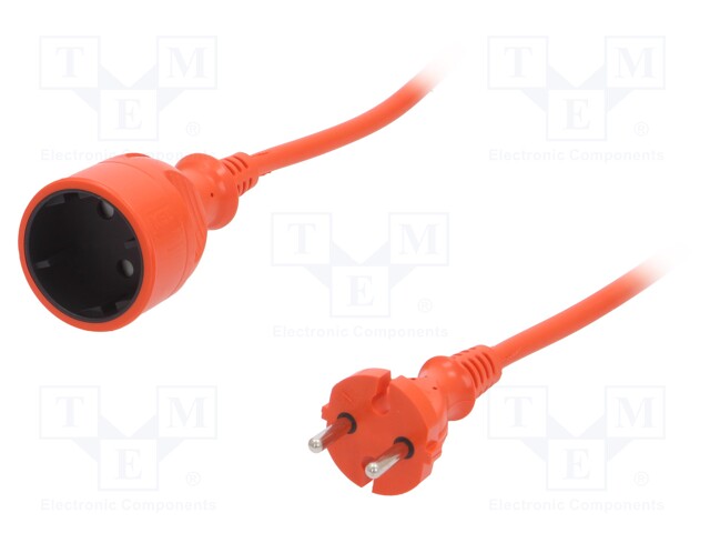 Extension lead; Sockets: 1; PVC; orange; 2x1mm2; 15m; 10A