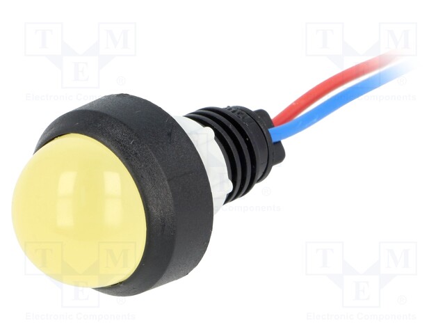 Indicator: LED; prominent; 12VDC; 12VAC; Cutout: Ø13mm; IP40