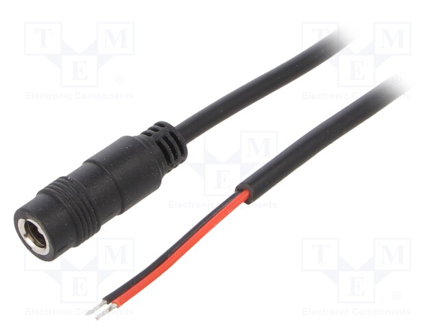 Cable; wires,DC 5,5/2,1 plug; straight; 0.5mm2; black; 4m; 0÷40°C
