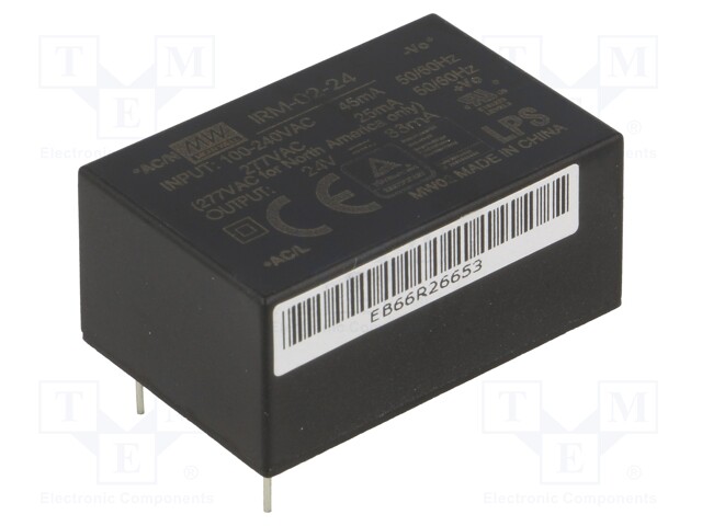 Power supply: switched-mode; modular; 2W; 24VDC; 33.7x22.2x15mm