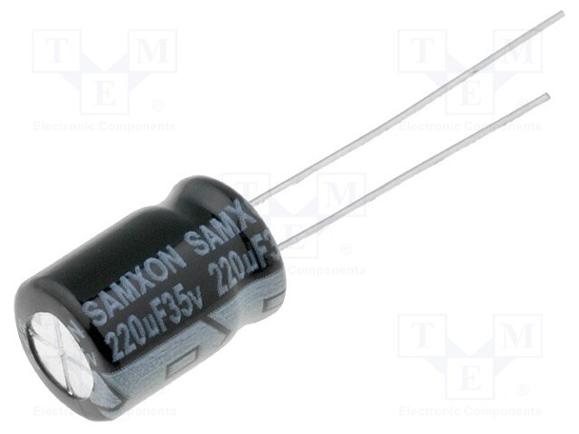 Capacitor: electrolytic; THT; 220uF; 35VDC; Ø8x12mm; Pitch: 3.5mm