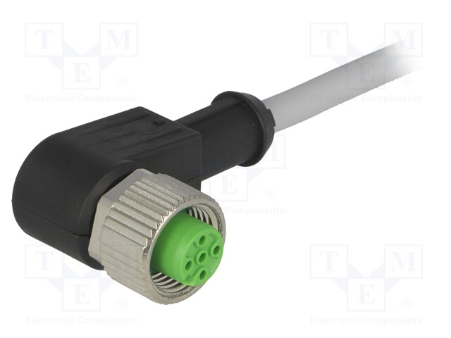 Connection lead; M12; PIN: 4; angled; 1.5m; plug; 30VAC; 4A; -25÷85°C