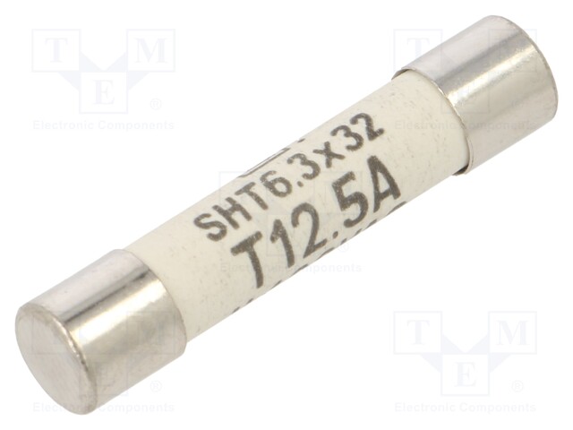 Fuse, Cartridge, Time Delay, 12.5 A, 400 V, 6.3mm x 32mm, 1/4" x 1-1/4", SHT Series