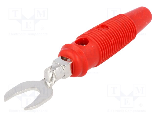 Plug; fork terminals; 60VDC; 30A; red; Overall len: 58.5mm; 2.5mm2