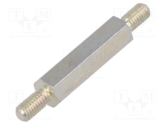 Screwed spacer sleeve; 18mm; Ext.thread: M3; hexagonal; steel