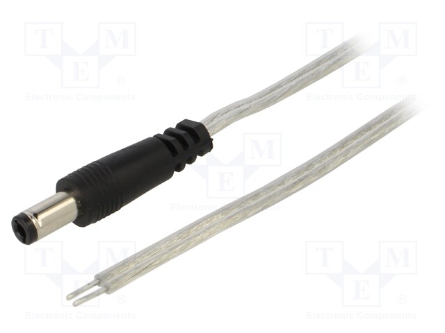 Cable; wires,DC 5,5/2,5 plug; straight; 0.5mm2; transparent