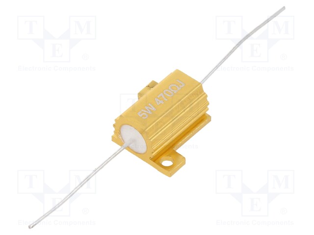 Resistor: wire-wound; with heatsink; 470Ω; 5W; ±5%; 30ppm/°C; axial