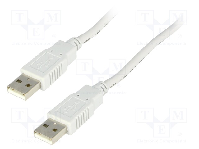 Cable; USB 2.0; USB A plug,both sides; 5m; light grey