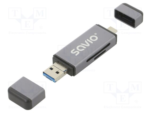 Card reader: memory; USB A plug,USB B micro plug,USB C plug